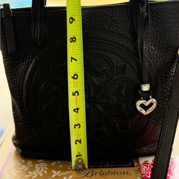 Brighton Lara Soft Tote Ferrara Collection Black Embossed Leather Tote/Crossbody - Picture 8 of 13
